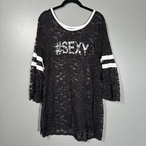 Torrid Black Lace #Sexy Baseball Style T-Shirt - Size 3 (3X) - Women's Plus Size - Picture 1 of 7
