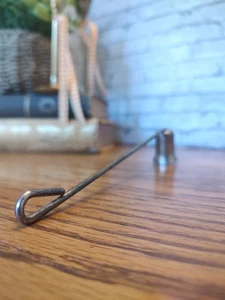 Vintage Silver Colored Candle Snuffer, Straight Handle With Loop 7 1/4 In - Picture 1 of 3