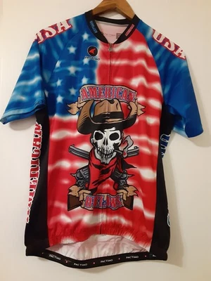 PACTIMO Cycling Jersey AMERICAN OUTLAW Short Sleeves, LARGE - Image 1 of 3