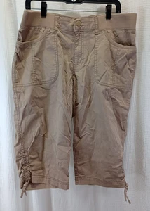 Pantalone Lee Capri donna taglia 14 medio kaki vestibilità rilassata vita media fascia elastica - Foto 1 di 14