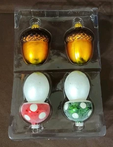 Kurt S. Adler VINTAGE Traditional Glass Ornaments Set Of 4 Mushroom, Acorn - Picture 1 of 22