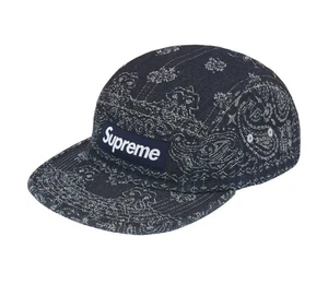 Supreme Jacquard Denim Bandana Camp Cap Paisley Indigo Blue One Size Streetwear  - Picture 1 of 5