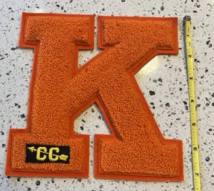 Large Vintage Letterman chenille Patch Letter K Orange Varsity - Picture 1 of 3