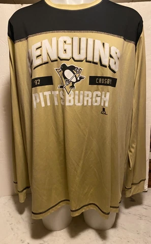 Men's NHL Pittsburgh Penguins #87 Crosby Long Sleeve Shirt NHLPA - Size 2XL Cover