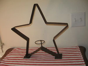 Metal oxidado 15.5 "Star Folk Art Votive Candle Holder Stand Patriotic Patio Decor - Imagen 1 de 6