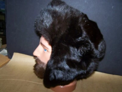 Vintage Russian Ear Flaps Black Mink Fur Hat  Trapper Hat Vtg - Image 1 of 4