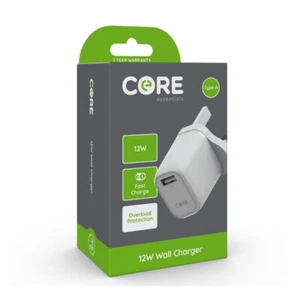 Core Fast Charge 12W USB Wall Charger with Overload Protection - Picture 1 of 1