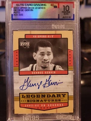 2003 Upper Deck UD Legends Legendary Signatures George Gervin ECG 10.0 Auto 10 - Image 1 of 4