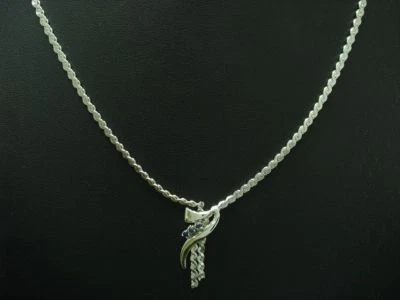 Collana In Argento 835 Con Decorazione In Zaffiro / Argento 925 / 30,5g / 41,3cm - Immagine 1 di 3