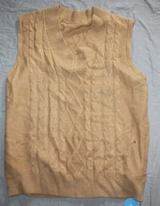 Women's Cable Knit V Neck Sweater Vest - Cupshe -Brown-L - Picture 1 of 1
