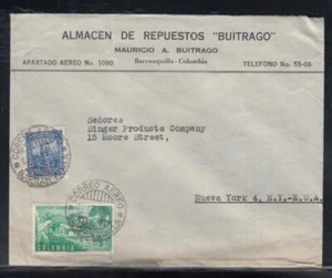 COLOMBIA Commercial Cover Barranquilla to New York City 23-9-1952 Cancel - Picture 1 of 2