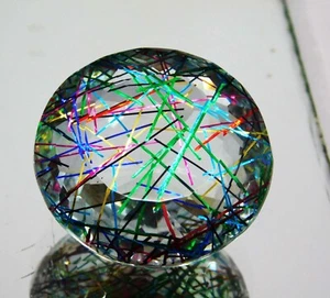 A+ 85.85 Ct Natural MULTI Rutilated Quartz Round Cut Certified Loose Gemstone - Picture 1 of 5