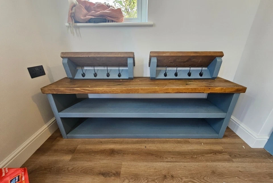 Bespoke Solid Timber Shoe Rack Storage Bench & Coat Rack ANY SIZE BOOKING  - Image 1 of 4