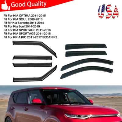 4PCS For KIA OPTIMA SPORTAGE Window Visors Vent Sun Rain Guard Deflector Tape On Foto 1 de 4