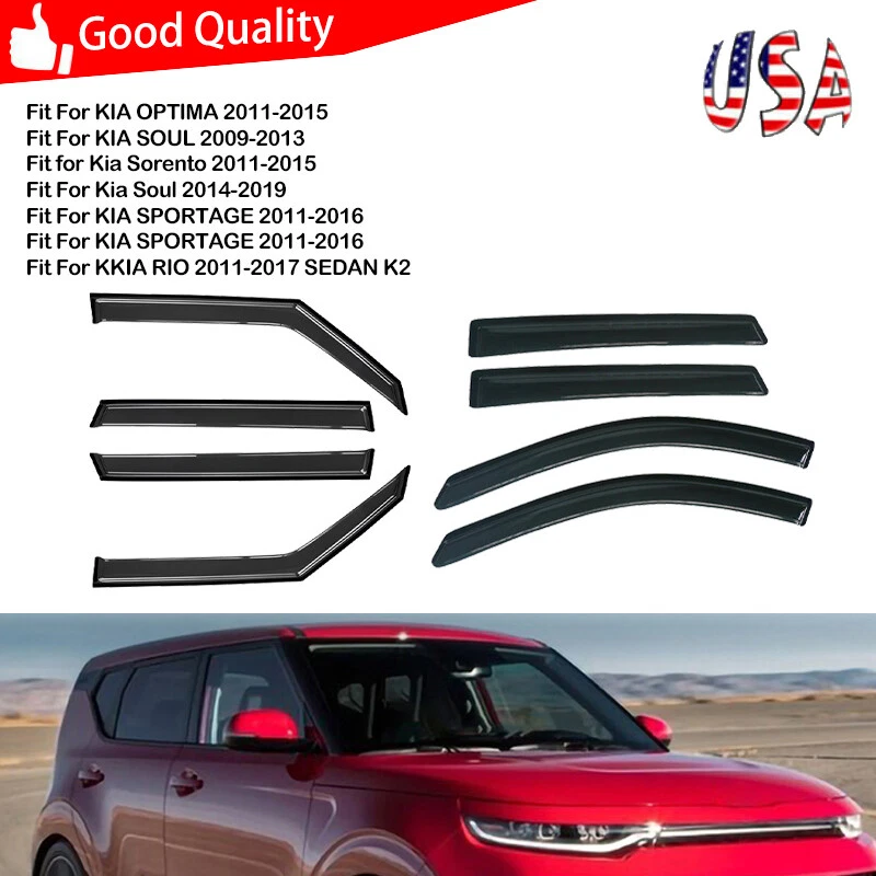 For KIA Smoke Side Window Visors Vent Sun Shade Rain Guards Deflector Tape On Foto 1 de 4