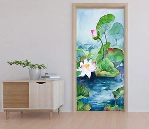 3D Lotusmalerei H4612 Tür Wandmalerei Wandaufkleber Aufkleber Erin 2023 - Bild 1 von 11