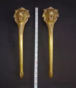 14,7" Zoll lang Löwe inspiriert Türgriff Paar Messing Schloss Haus Tür Ziehen CA914 - Bild 1 von 10