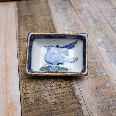 Mexican Stoneware Casa Small Salsa Dish Light Blue Dove Design. • 4£
