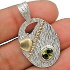 Natural Two Tone Peridot 925 Solid Sterling Silver Pendant K6-5