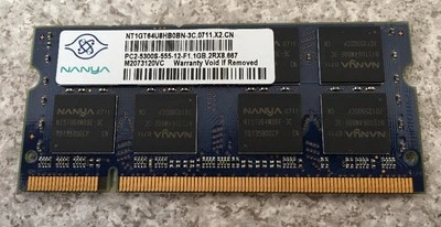 1GB NANYA PC2-5300s DDR2 667MHz SO-DIMM Laptop Memory NT1GT64U8HB0BN-3C - Image 1 of 2