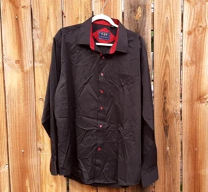 CAMICIA ABITO UOMO J.VER FLEX COLLEZIONE LUSSO ABBOTTONATA Nero Rosso Contrasto XL - Foto 1 di 6
