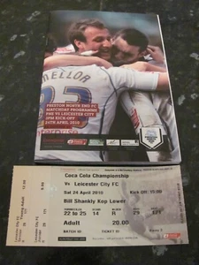 Preston V Leicester City 24.04.10 Programm & Ticket in sehr gutem Zustand - Bild 1 von 2