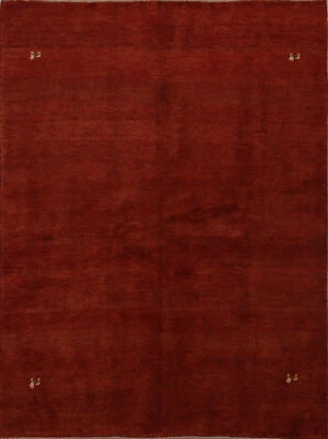 Year End Clearance! Rust Thick Plush Abstract Gabbeh 5x6 Area Rug Handmade Wool - Image 1 of 4