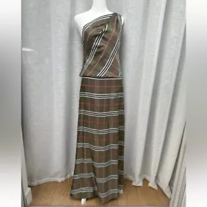 1990's JS Collections maxi skirt and a one-shoulder top ensemble in tartan plaid - Picture 1 of 10
