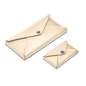 Set Tarjetero + Estuche Portalápices Cuero Beige - Porta Tarjetas de Crédito - Imagen 1 de 4