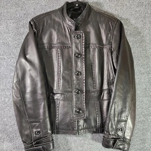 Chaqueta de cuero para mujer Style & Co negra talla grande cremallera frontal puntada púrpura Y2K - Imagen 1 de 8