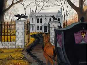 1.5x2 IMPRESIÓN EN MINIATURA DE PINTURA RYTA ESCALA 1:12 GÓTICO DE HALLOWEEN ARTE - Imagen 1 de 1