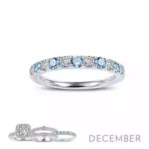 BRAND NEW Lafonn Platinum Plated Blue Topaz December Birthstone Ring BR004BTP05 - Picture 1 of 2