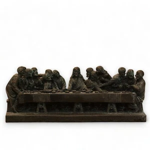 Letzte Abendmahl Skulptur aus Tabelle IN Marmor Wirkung Bronze Home Decor H 9cm - Bild 1 von 5