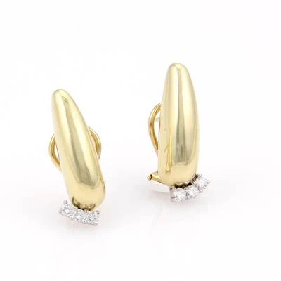 Tiffany & Co. Picasso Gold Earrings Diamond 18K Yellow Long Oval Shape - Image 1 of 4