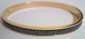 Gold Plated Stainless Steel Black CZ Crystal Pave 6mm Bracelet Women's - Picture 1 of 5
