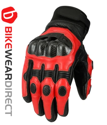 Cuero Moto Motocicleta Guantes Con Carbono Motociclista Nudillo Protección para - Imagen 1 de 3