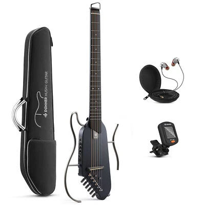 Donner HUSH-I Electric Acoustic Guitar Headless Silent Pratice Portable Travel - Image 1 of 4