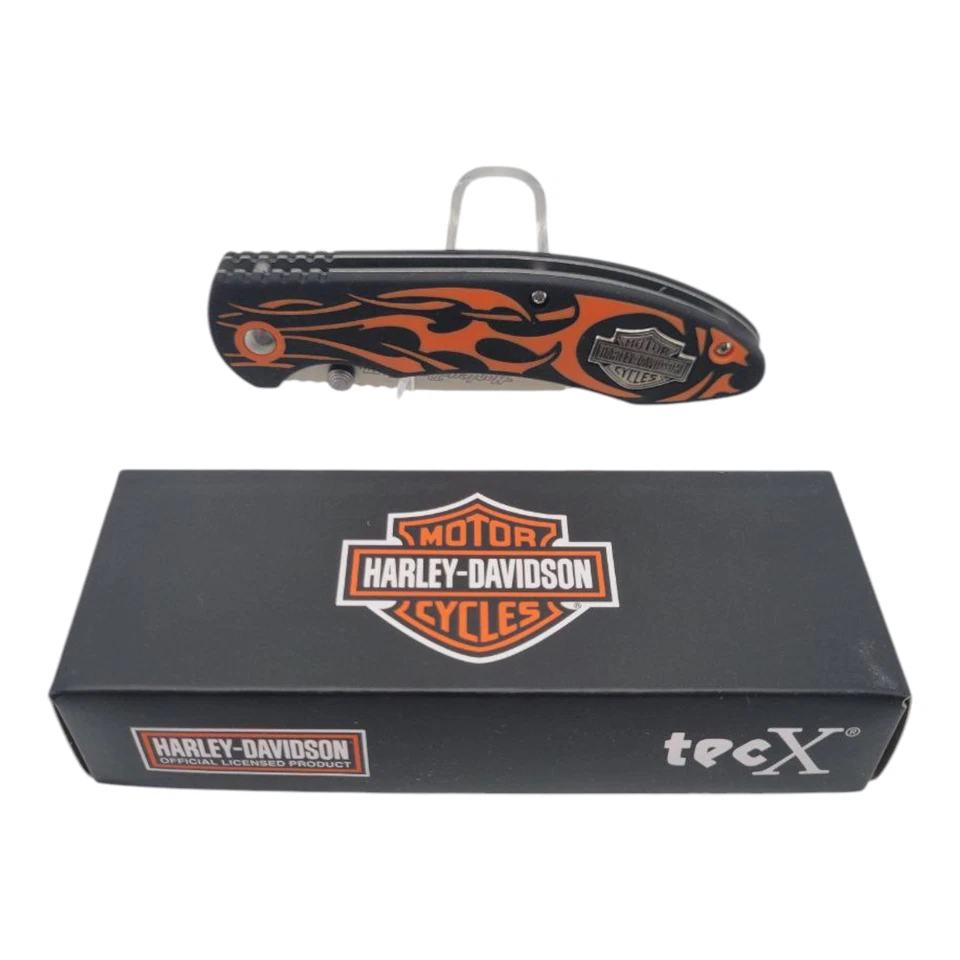 Case Cutlery Harley Davidson Tec X Linerlock Orange Flames Folding Knife 52119