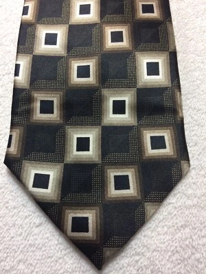 HAGGAR CORBATA HOMBRE NEGRO MARRÓN GRIS BLANCO 3,75 X 60 NUEVA SIN ETIQUETAS Foto 1 de 4