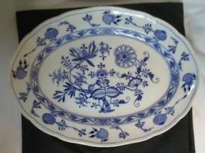 ANTIQUE BROWN WESTHEAD MOORE MEISSEN BLUE ONION 16" OVAL SERVING PLATTER - Picture 1 of 9