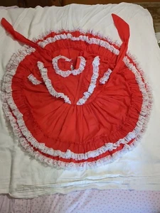VTG Betty Oden FULL CIRCLE DRESS Red Girls 6X Lace Ruffles Party Frilly Pageant - Picture 1 of 10