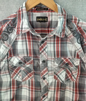 Helix Shirt Mens Medium Button Up Plaid Black Red Western Style Cowboy - Image 1 of 4