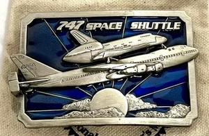 Boeing 747 Space Shuttle 1983 Siskiyou Belt Buckle with Blue Enamel Rare - Picture 1 of 4