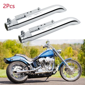 2x 20" Slip-On Exhaust Muffler Pipe For Harley Softail Standard FXST FLST Custom - Picture 1 of 15