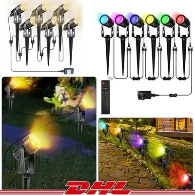 4/6er Gartenleuchte set Gartenstrahler Warmweiß RGB LED Gartenleuchten +Erdspieß - Bild 1 von 4