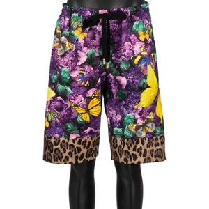 DOLCE & GABBANA x DJ KHALED Shorts Schmetterling Leopard Print Lila Gelb 11370 - Bild 1 von 6