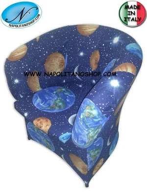 POLTRONA CAMERETTA SALOTTO POLTRONCINA SFODERABILE TESSUTO PIANETI PLANETARIO - Immagine 1 di 4