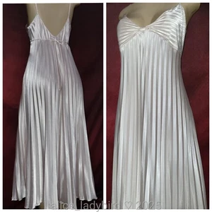GLAMOROUS Vintage SATIN Pleated GOWN Lingerie SHINY Slip Dress Long ~XL 44-46 - Picture 1 of 9