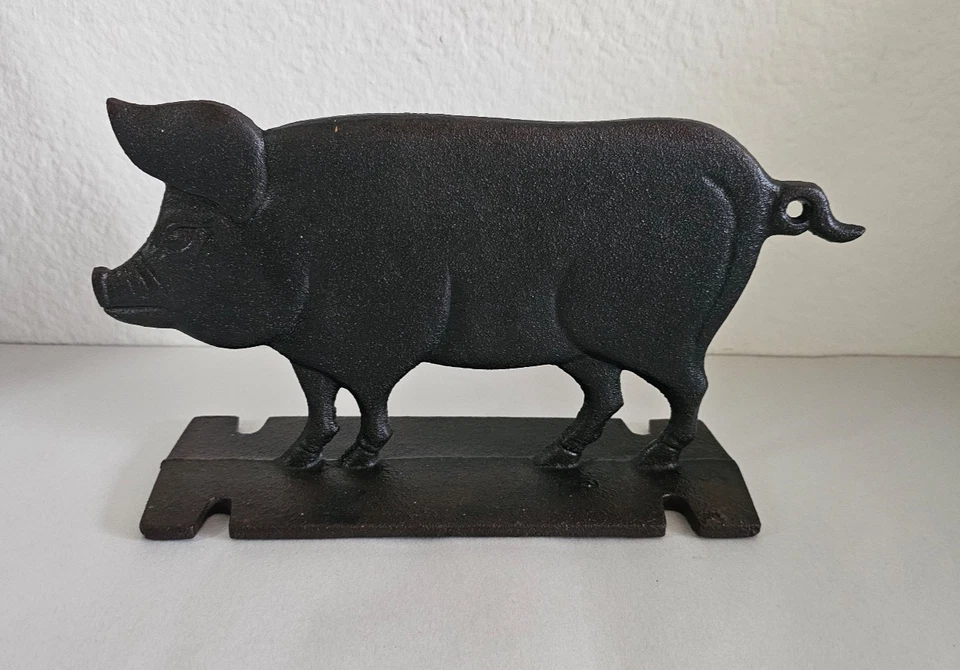 Antique Vintage Style Cast Iron Country Farm Pig Hog Boot Scraper Decor - Image 1 of 4