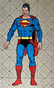 "Figura de cartón de exhibición de pared articulada Superman 1977 DC Comics original 34"" de colección" - Imagen 1 de 13